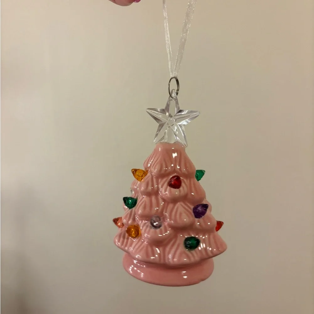 Pink Ceramic Christmas Tree Ornament